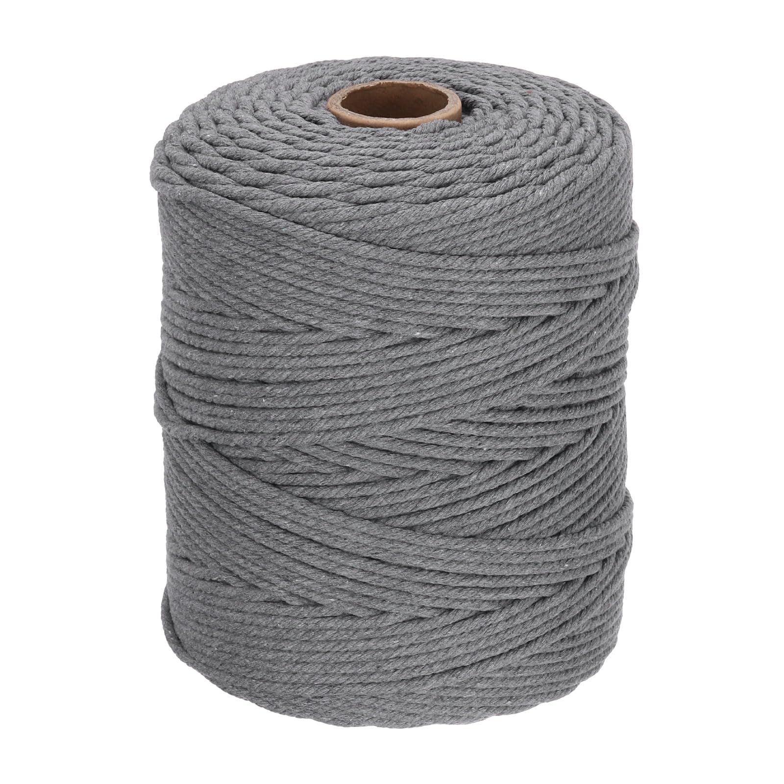 DMiotech 4mm x 300M (328 Yard) Dark Grey Natural Cotton Macrame Rope, Wall Hanging Handmade 4 Strands Twisted Macrame Cotton Cord for Plant Hangers, Gift Wrapping Wedding