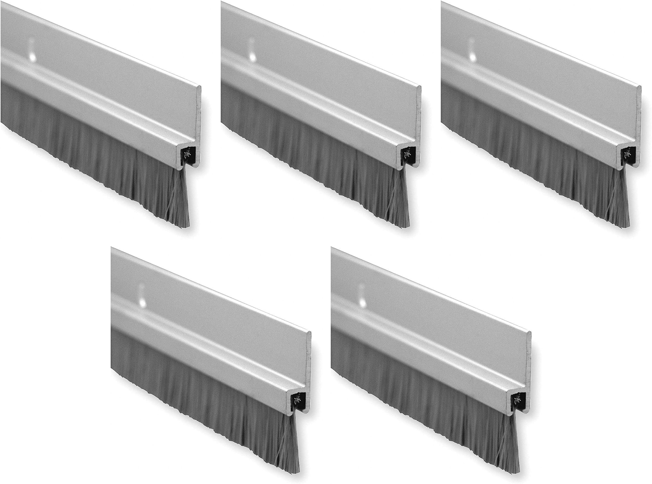 Pemko Aluminum and Nylon Door Bristle Weatherstrip, Clear Anodized, 1/4"W x 96"L x 1-3/8"H (Fіvе Расk)