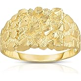 Floreo 10k Yellow Gold 12.3mm Square Nugget Ring, Sizes 6-13