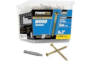 Power Pro Premium Exterior Wood Screws, #9 x 3 Inch All-Purpose Deck Screws for Outdoor Projects, T-25 Star Bit Included, Bronze, 2000 Pieces | 967788V4