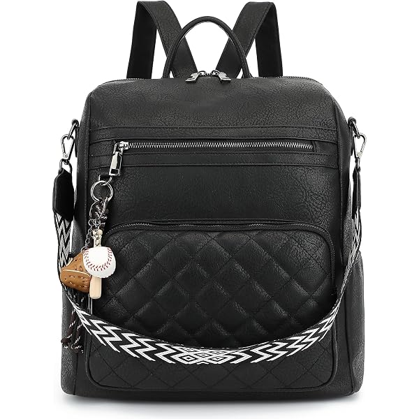 Cloe Women\'s Tribal Jacquard Backpack Convertible Satchel Black White Purse Chloe Leather Convertible Backpack and Crossbody Bag main image 3