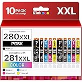 10 Pack 280 281 XXL Ink Cartridges Replacement for Canon 280 281 Ink cartridges PGI280XXL CLI281XXL Compatible with PIXMA TR8620a TS9521C TR7520 TR8620 TR8520 TR8600 TR7520 TS702a TS9520 TS6120