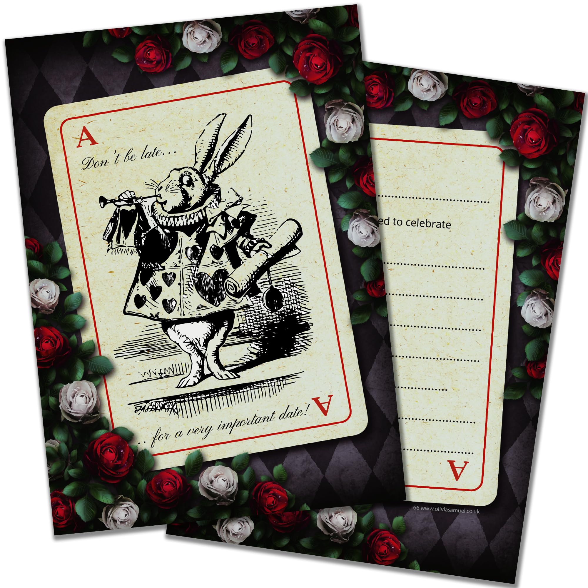 Olivia Samuel 20 x Alice in Wonderland Party Invitations - Mad Hatters Tea Party Invites - Ready to Write Postcard Style