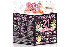 21st Birthday Card,3D Pop Up Funny 21st Birthday Decorations for Girls Granddaughter Sister,Happy 21 Year Old Birthday Gift for Daughter,Great 21Year Old Gifts Idea for Her,Jumbo Rose Glod In 2005