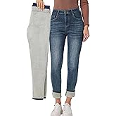 heipeiwa Women's Winter Jeans Fleece Lined Jeans Thermal Thick Skinny Denim Pants Slim Stretch Warm Jeggings