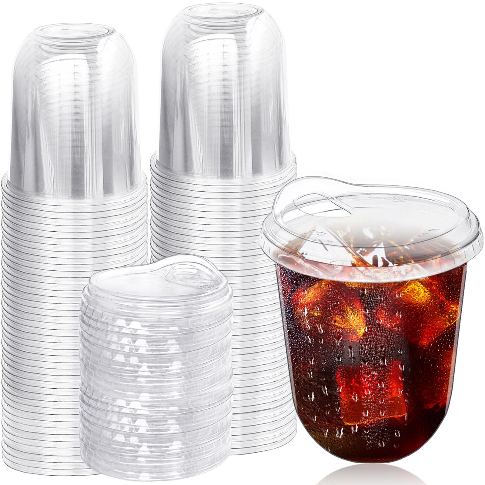 Photo 1 of Alaeseje 50 Pack Clear Plastic Cups with Strawless Sip Lids,12 oz Iced Coffee Cups with Lids,Disposable PET Crystal Cups,Round Bottom To Go Cup for Iced Coffee Juice Smoothie Cold Beverage