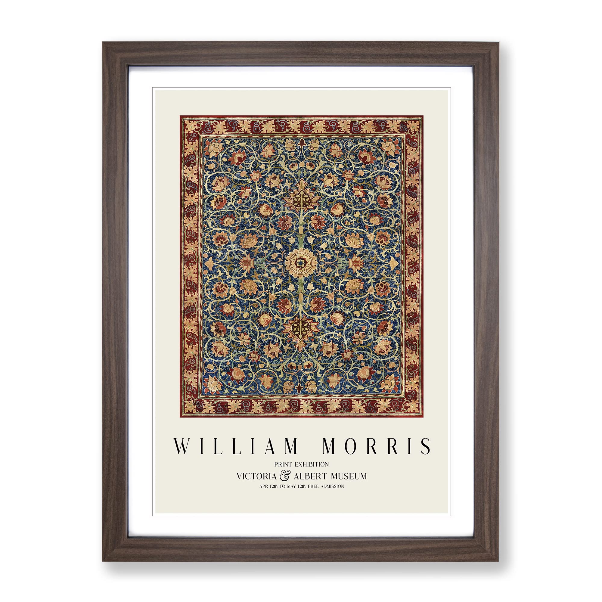 Holland Park By William Morris Exhibition Museum Painting Framed Wall Art Print, Ready to Hang Picture for Living Room Bedroom Home Office Décor, Walnut A4 (34 x 25 cm)