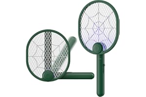 Buzbug Electric Fly Swatter, Type-C Rechargeable Bug Zapper Racket, Foldable Bug Zapper for Indoor and Outdoor, Mosquito Swatter with Blue-Purple Working Light