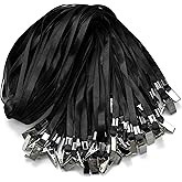 Orcielo 50 Pack Black Lanyards for Id Badges Lanyards Nylon Flat Lanyard with Bulldog Clip for Id badge Name Tags Cards