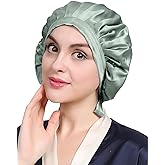 LilySilk 100% Mulberry Silk Bonnet Flat Front Silk Night Sleep Cap Adjustable Hair Wrap for Sleeping, Avocado Green