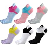 Women Toe Socks 5 Finger Cotton Wicking Athletic 6 Pack 3 Pack