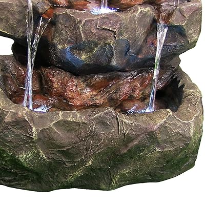 Download Buy Sunnydaze Layered Rock Waterfall Fountain With Led Lights Outdoor Rock Fountain Backyard Water Feature For The Patio Lawn Garden 32 Inch Tall Online In Indonesia B00p040998