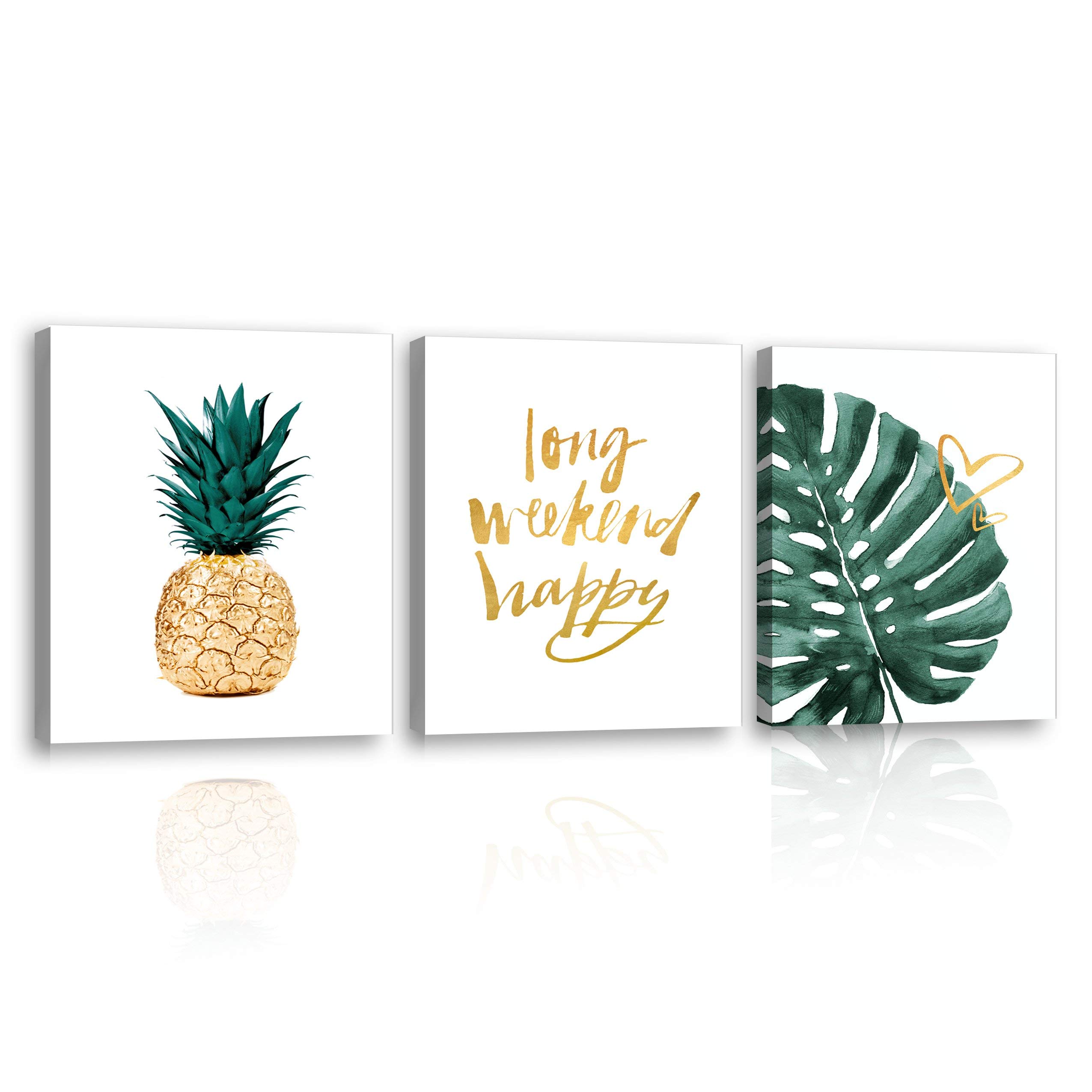 Oiney Green Leaf Simple Life Bathroom Canvas Wall Art for Living Room,Kitchen,Bedroom,Babyroom Decor