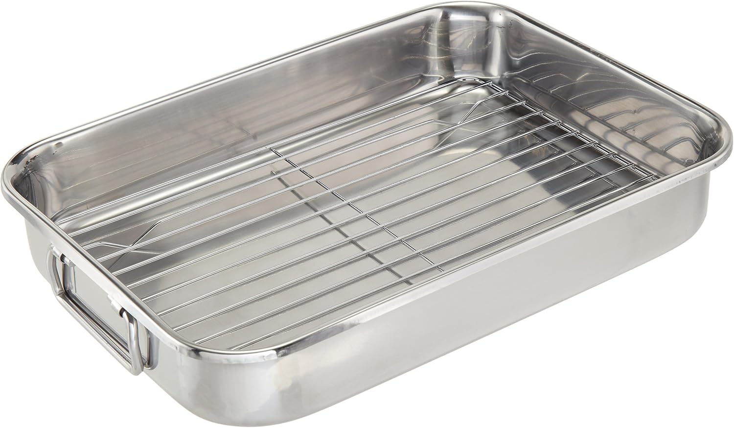 ExcelSteel Multiuse with Rack and Foldable Handles for Easy Storage Stainless Steel Roasting Pan, 14"