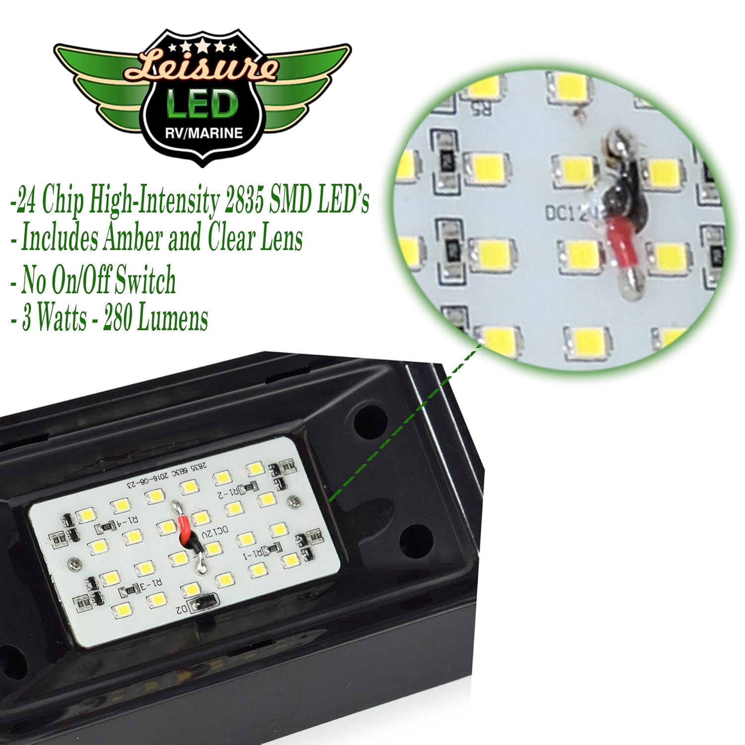 Lighting Automotive 12v 280 Lumen Lighting Fixture 2 Pack LED RV
