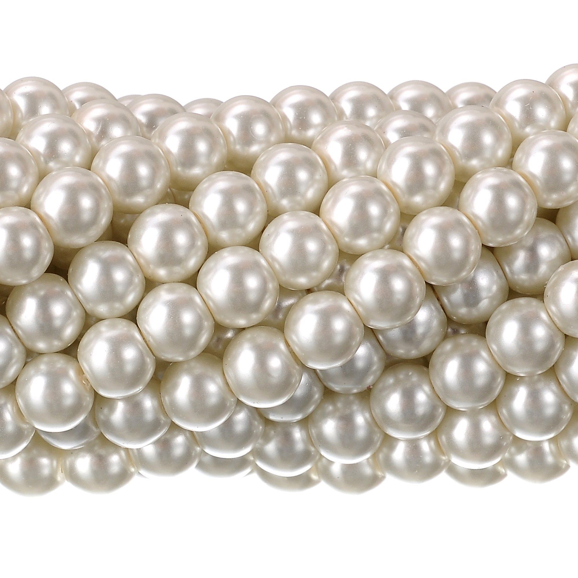 RUBYCA200Pcs Czech Tiny Satin Luster Glass Pearl Round Bead for Beading Jewelry Making 6mm Cream