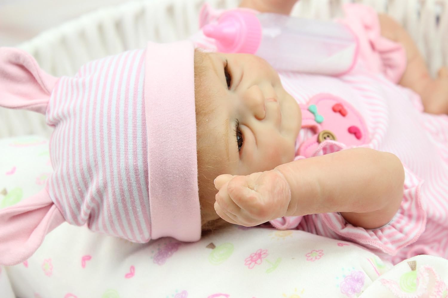 Pinky Reborn Soft Vinyl Silicone 18 Inch 45cm Reborn Baby Dolls Lifelike New Baby Doll Realistic Newborn Dolls Girl Toy Magnet Pacifier Xmas Gift - Image 4