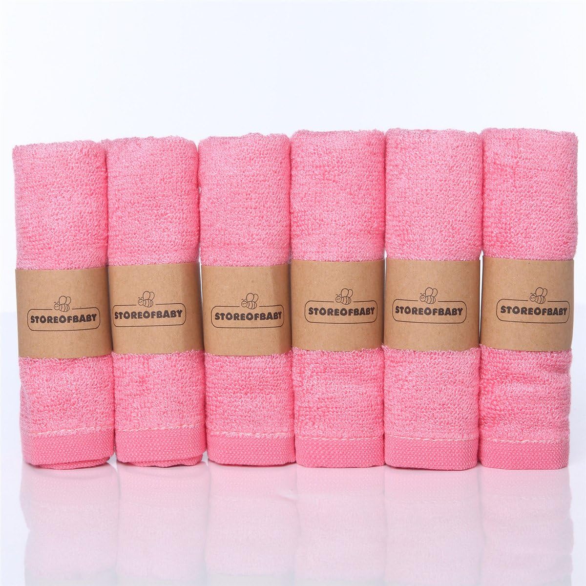 Storeofbaby Hand Towels for Women Newborn Baby Washcloths Soft Wipes Bamboo 6 Pack 10"x10"