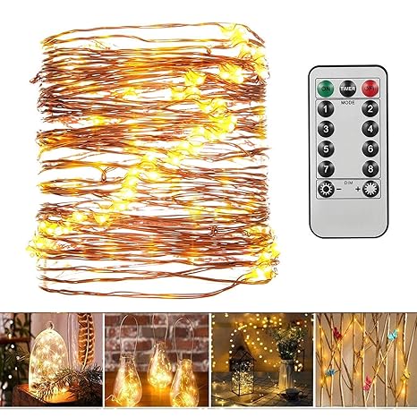 FITFIRST LED Lichterketten mit Fernbedienung, Wasserdichte 10M 100 LEDs Batteriebetriebene 8 Modi Festival Beleuchtung, perfe