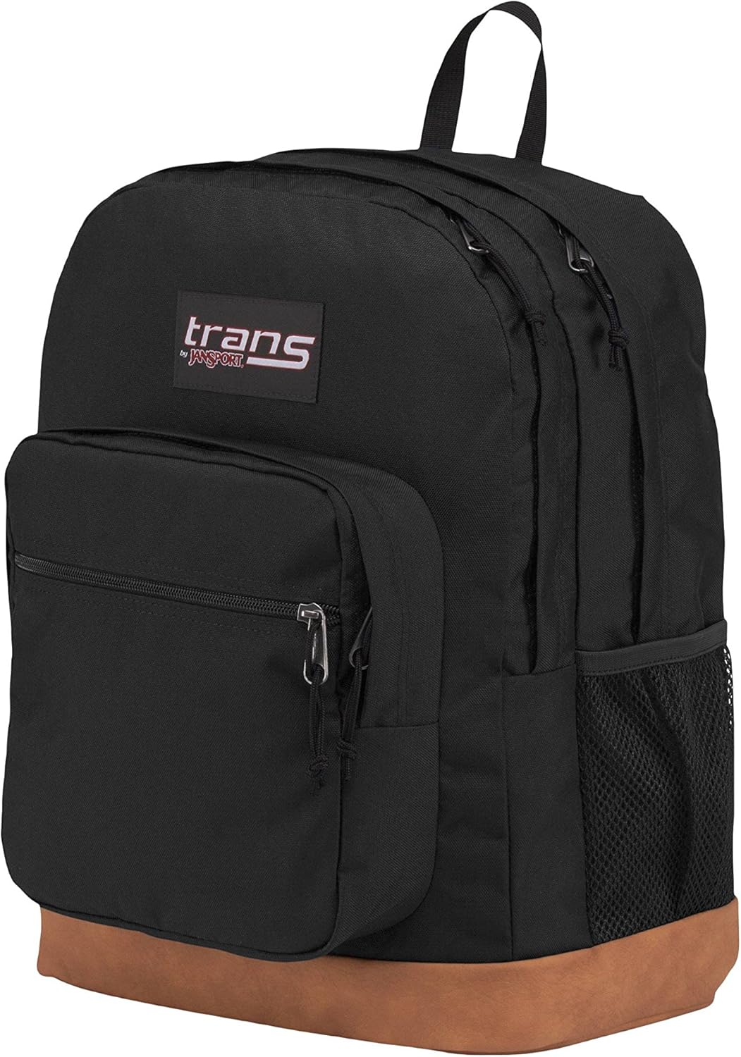 jansport black leather backpack