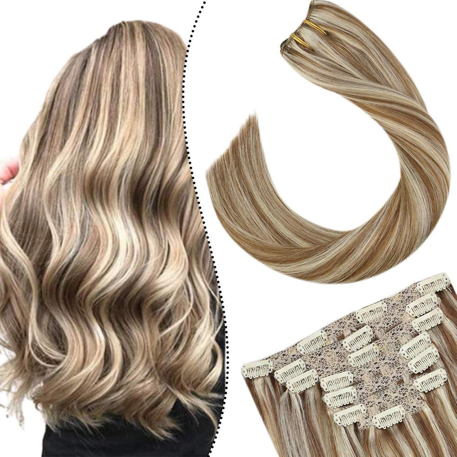 Ugeat Clip in Human Hair Extensions 20 Inch Human Hair Extensions Clip