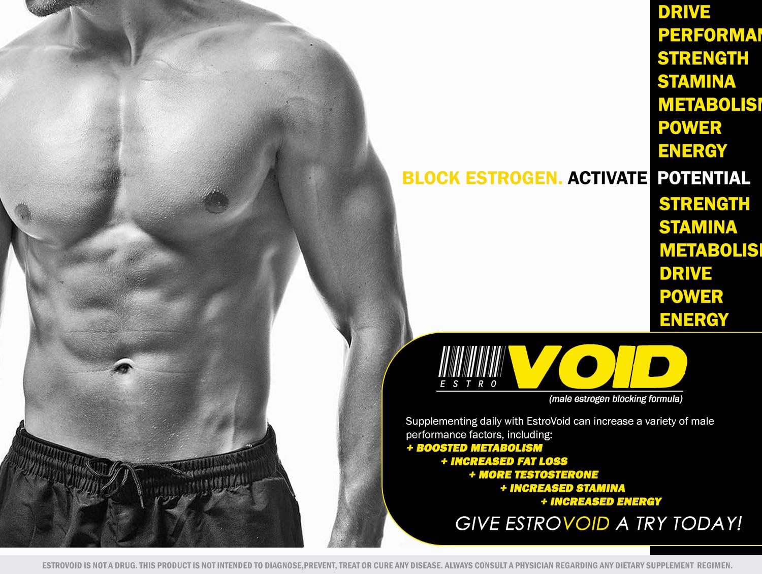 EstroVoid | Estrogen Blocker for Men |1500mg Natural Aromatase Inhibitor, Anti Estrogen, and Testosterone Booster Supplement - Boost Performance, Mood, Energy and Stamina: Health & Personal Care