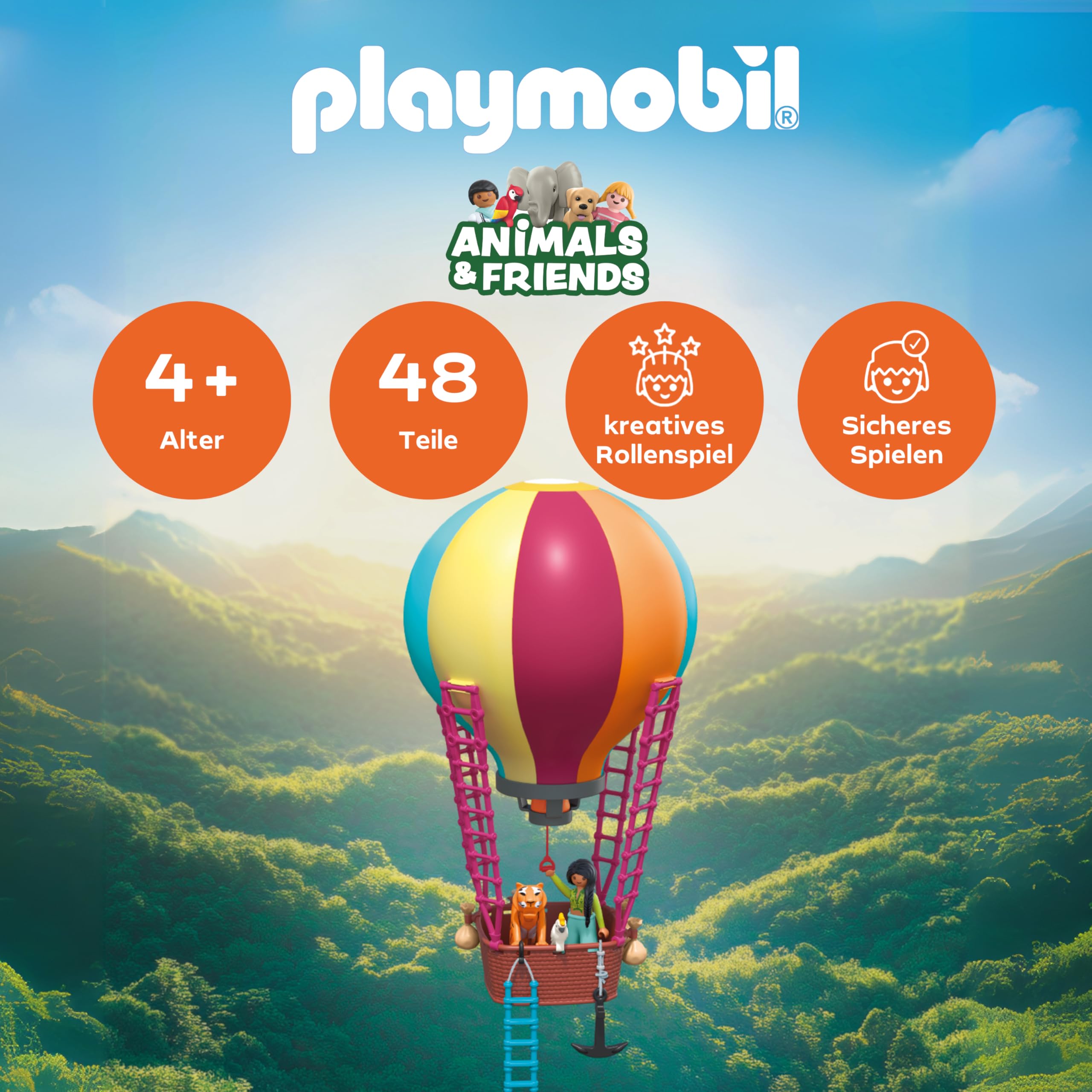 PLAYMOBIL | Animals & Friends | Ballonreise | Spielzeug ab 4 Jahren | Geschenk für Kinder | Fördert Kreativität & Fantasie | Ballon als Deko zum Aufhängen | 71853 2