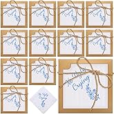 Kajaia 12 Sets Wedding Handkerchief Embroidered Handkerchief with Scallop Lace Edges Fun Gifts for Wedding Day Bride