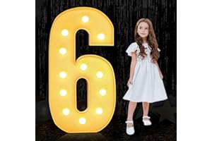 YOSWPP 4FT Large Marquee Light Up Letters Numbers Giant Mosaic Balloon Frame,Wedding Backdrop Decoration Anniversary Decoration Foam Board (6, 4FT)
