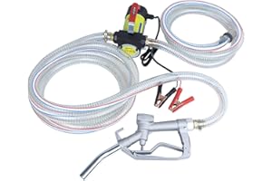 AETLEEMO 12 Volt Fuel Transfer Pump Kit,Diesel Transfer Pump with Nozzle & Hose for Diesel, Kerosene,Transformer,Machine Oil,12GPM Electric Self-Priming DC 12V Set