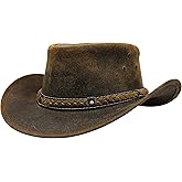 Australian Leather Cowboy Hat Bush Aussie Style Summer Western Outback Black and Brown Cowgirl Christmas Hat