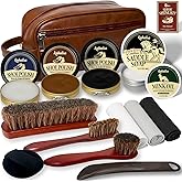 Shoe Shine Kit, Mens Gifts Ideas - 15PCS Shoe Polish Kit with Saddle Soap, Mink Oil, 3 Shoe Polishes, 3 Shoe Brushes and more, All-inclusive Leather Care Kit for Leather Shoe Boot Cleaning and Care