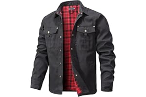 KAVIANA Men's Shirt Jacket Shacket with Flannel Lined Casual Snap Button Overshirt Western Cowboy Jackets Fall Clothing