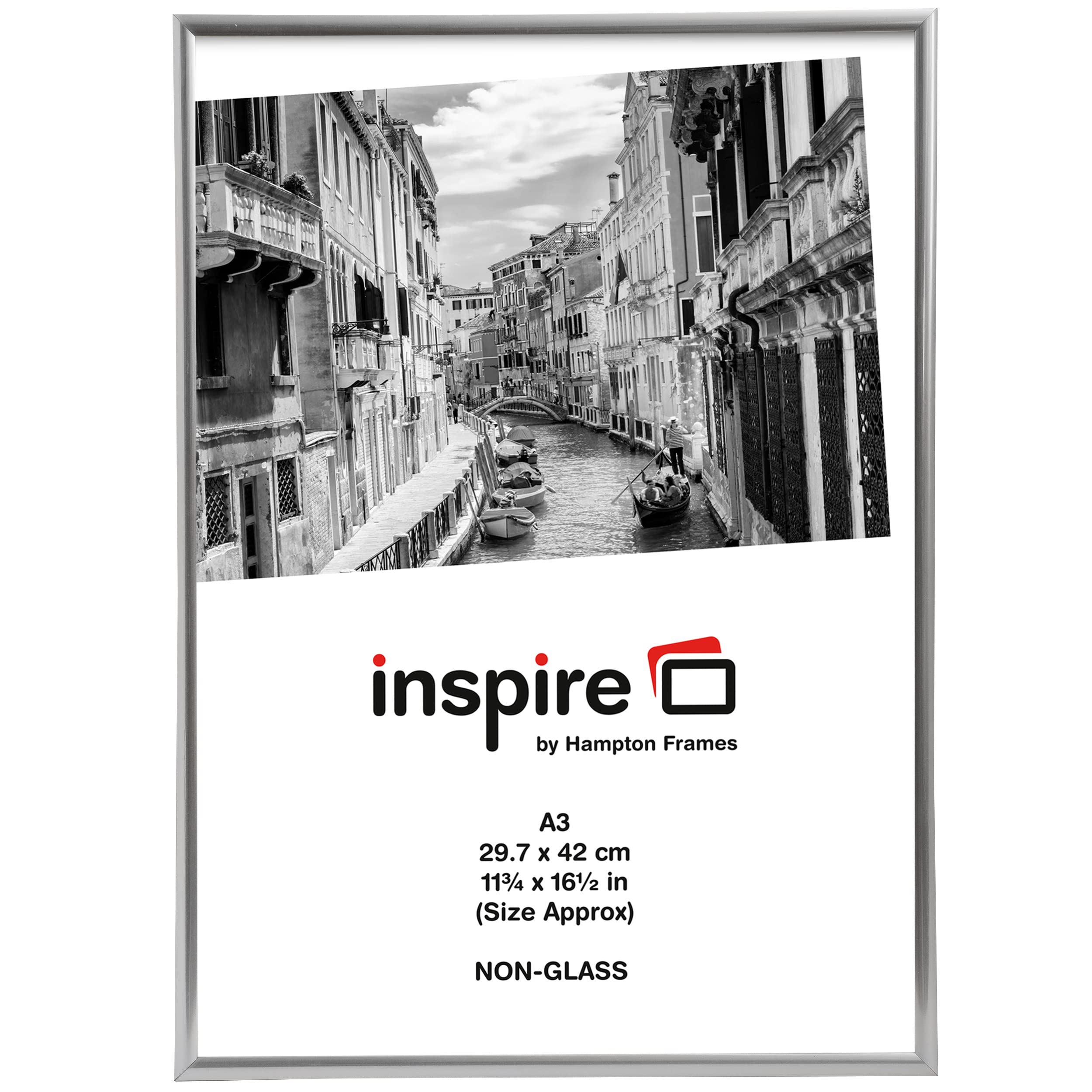 Hampton Frames BACKLOADER Poster Certificate Photo Frame Acrylic Silver A3 (30x42cm) BLR3042SIL