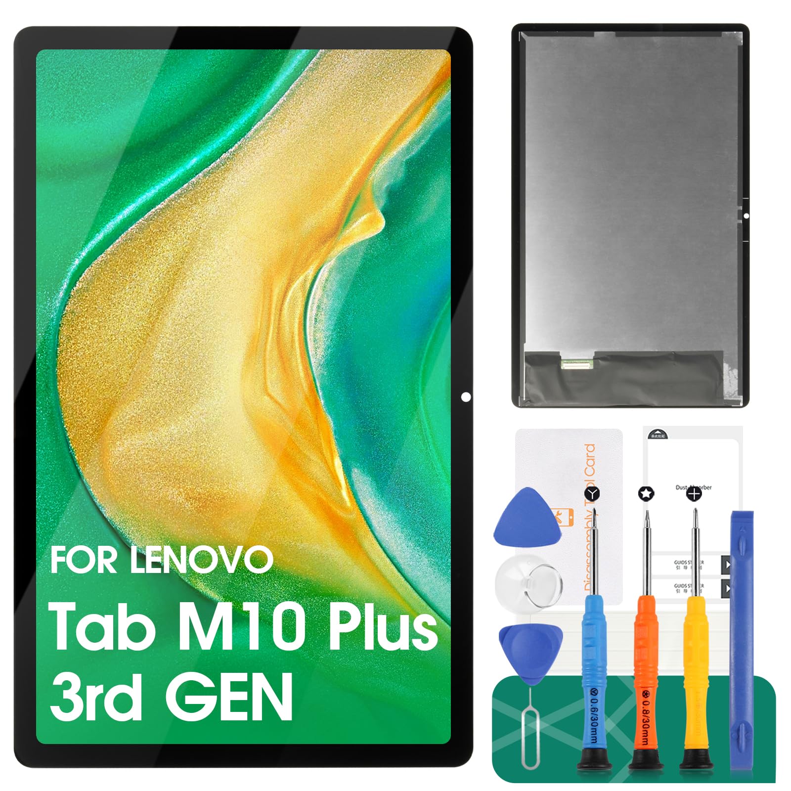 Photo 1 of for Lenovo Tab M10 Plus 3rd GEN TB125FU TB128FU Screen Replacement for Lenovo Tab M10 Plus 3rd GEN LCD Display Digitizer Touch Screen Assembly Repair Kits 10.61"(Black