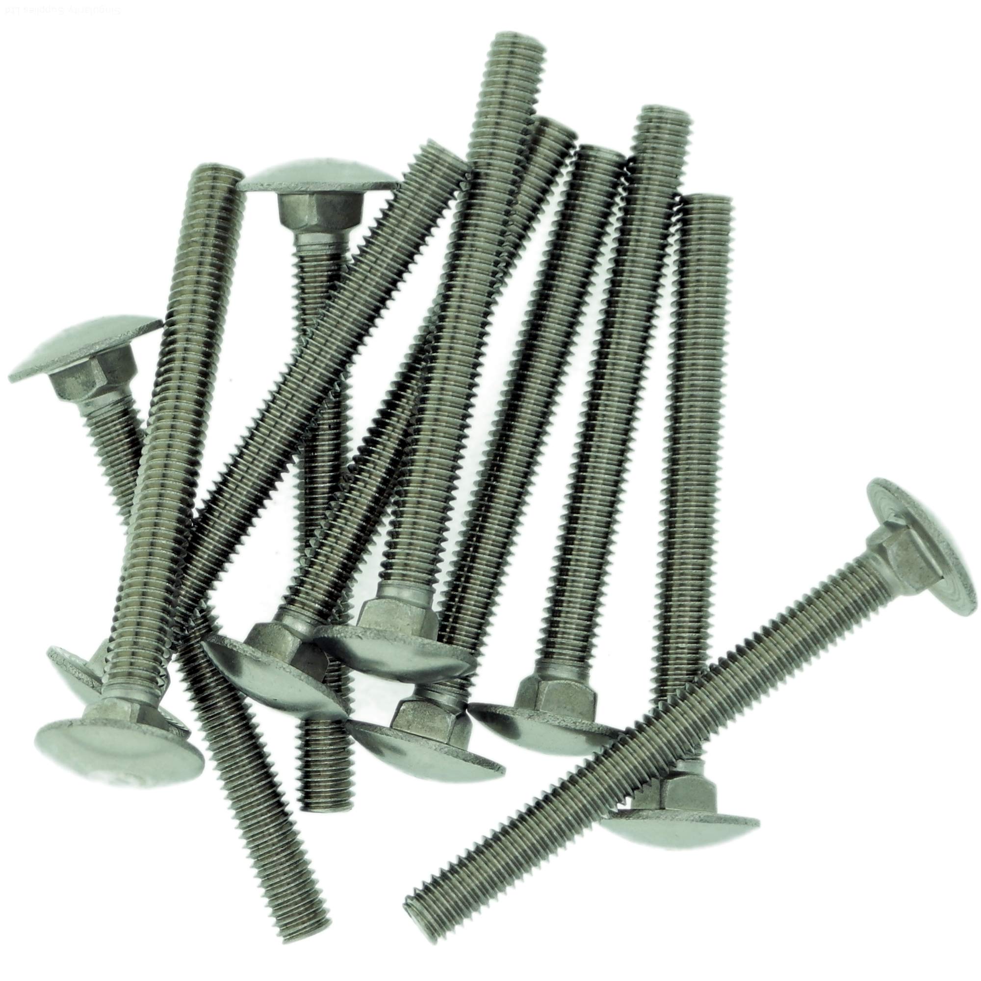 M6 (6mm x 70mm) Cup Square Carriage Bolt (Fully Threaded) - Stainless Steel (A2) (Pack of 10)