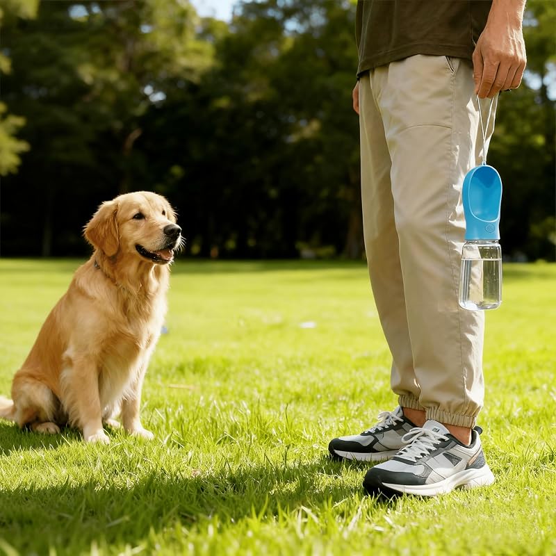Garrafa de água para cães, leve, à prova de fugas, portátil, Dispensador de água de 550 ml com comedouro para animais, caminhadas ao ar livre, caminhadas, viagens, plástico de qualidade — foto 7 de 7