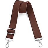 Hamdecro Wide Purse Strap Replacement Crossbody Shoulder Bag, Universal Adjustable Straps for Bags, Silver Buckle - Brown
