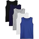 Poroka 5 Pack Boys' Tank Undershirt Sleeveless Tank Tops Assorted Colors Round Neck Cotton Tank Tops