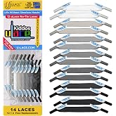 U-Lace Kiddos No-Tie Shoelaces - Elastic Shoe Laces for Sneakers - 14 Laces | Stretchy, Comfortable, Durable, Slip-On, Easy Install, Casual, Everyday, Kids
