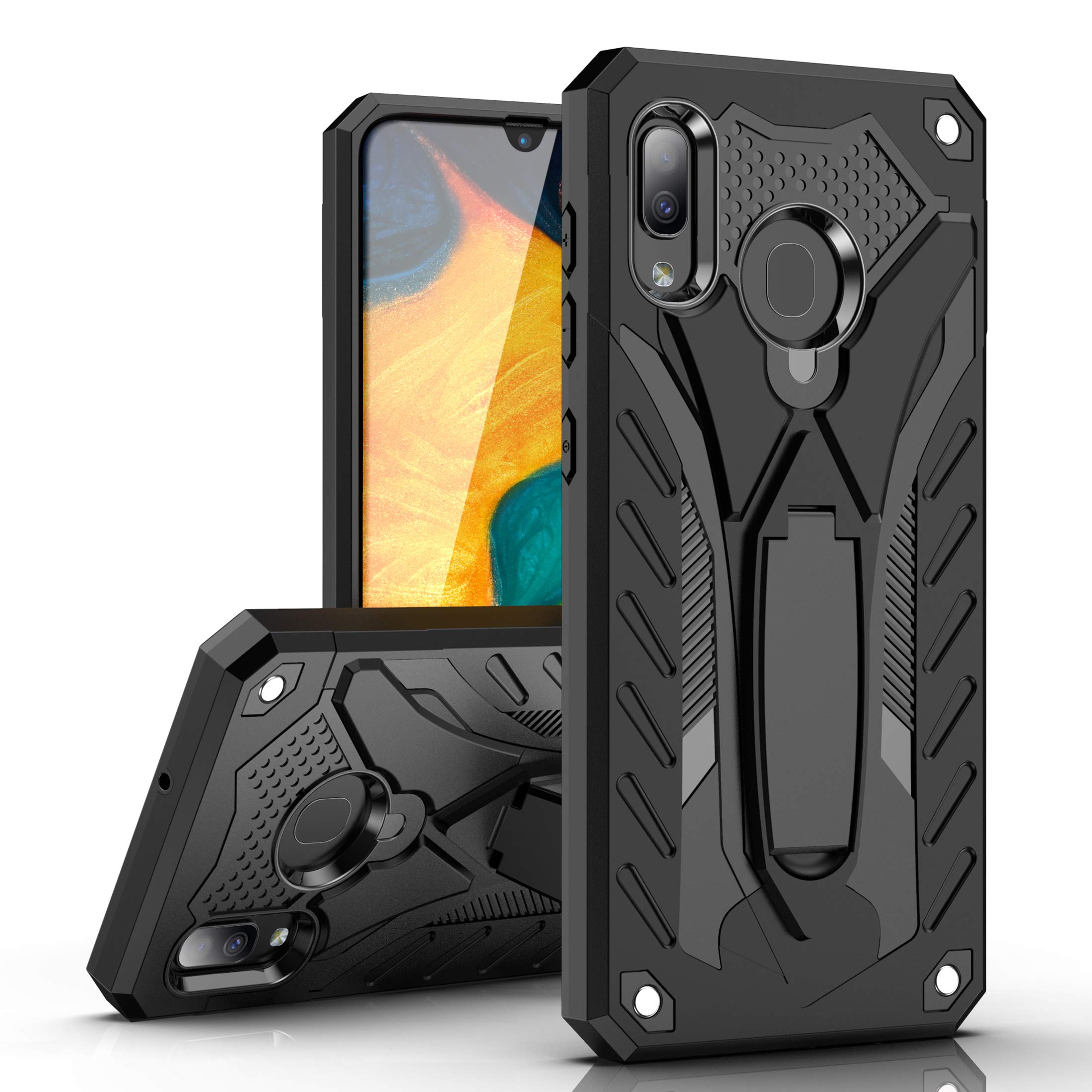 MILAN NICE Phone Case for Huawei Y7P 2020 Heavy Duty Protective Hard Cover Shockproof Certified with Drop Tested with Smartphone Kickstand (Black)