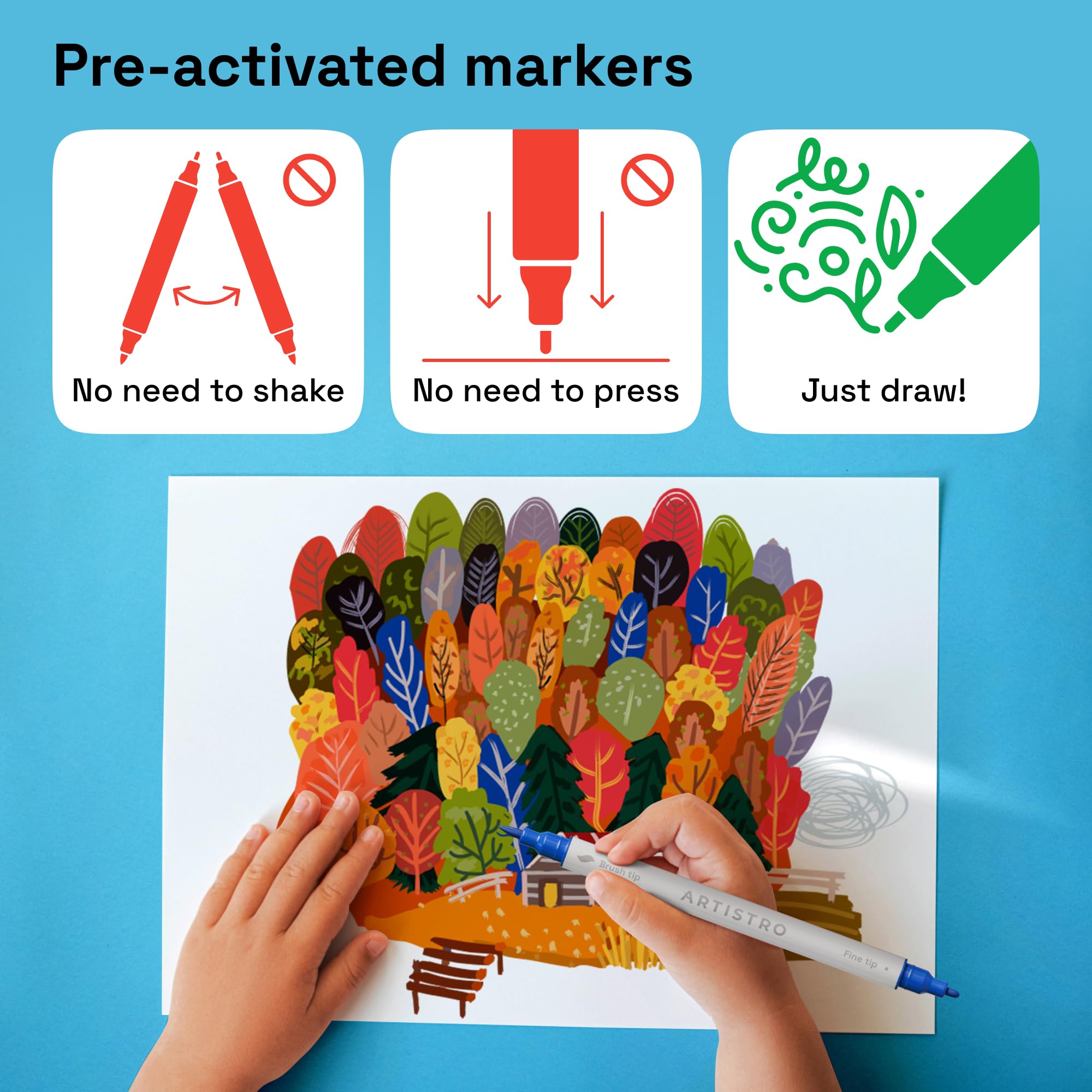 ARTISTRO Acrylic Paint Markers for Fabric, Rock, Wood, Glass, Craft - 24 Quick Dry Dual-Tip Fabric Paint Pens for Halloween Decorations - Pumpkin Painting Kit, Art Supplies, Christmas Gift