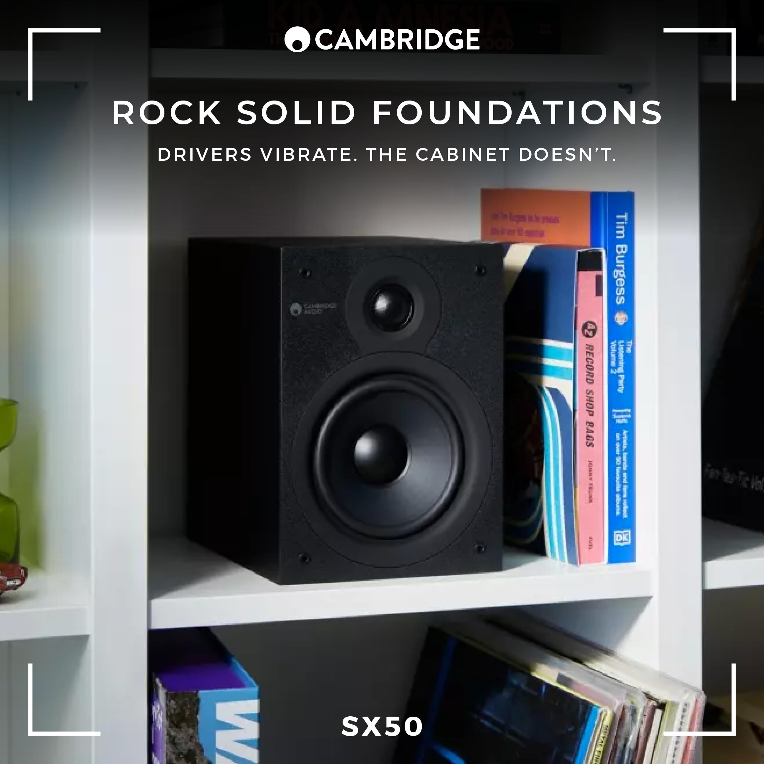 Cambridge Audio SX-50 Bookshelf Speaker | 100 Watt Home Theater Compact Speaker Pair (Matte Black)