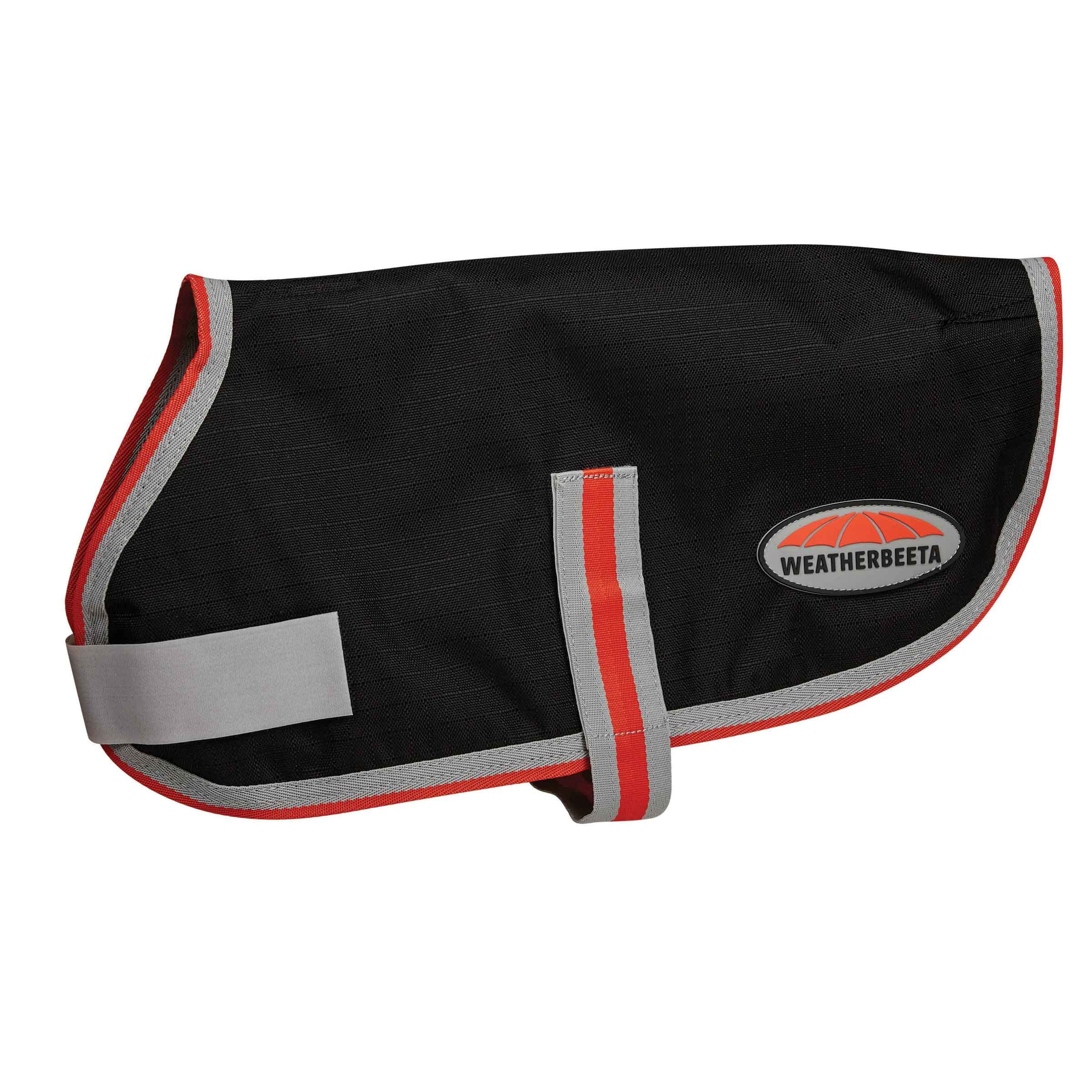 WeatherBeeta ComFiTec 1200D Therapy-Tec Dog Coat, Black/Silver/Red, 25cm