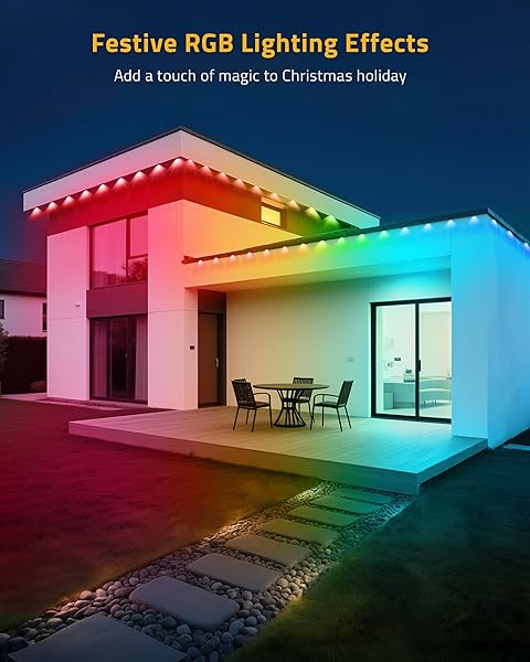 DELITOR PERMANENT OUTDOOR LIGHTS, 111FT SMART BLACK CHRISTMAS LIGHTS WITH APP CONTROL, IP65 WATERPROOF ETERNITY EAVES LIGHTING WITH 72 RGB LED LIGHTS FOR OUTSIDE ROOFLINE DECOR, PARTY, HOLIDAY XMAS