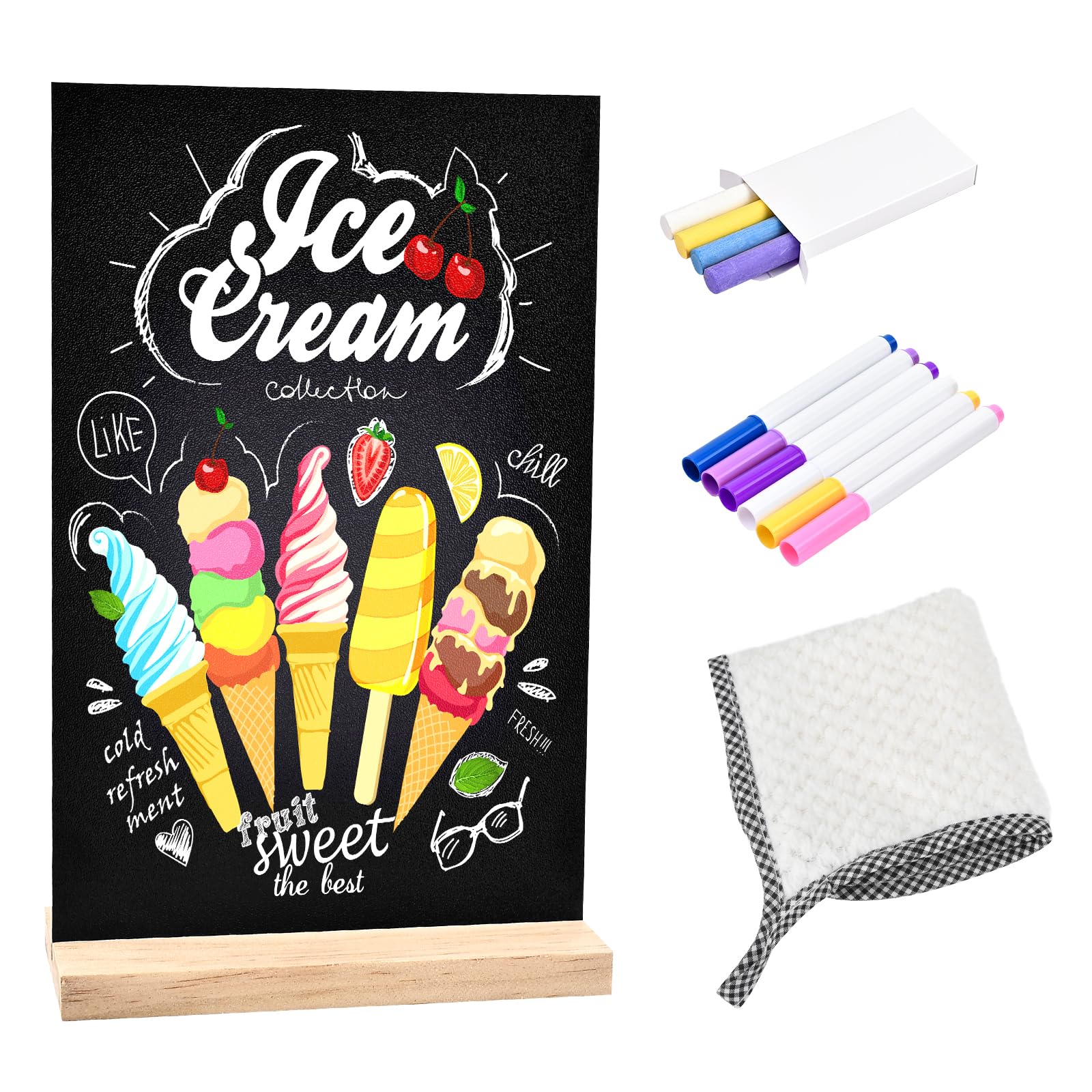 Photo 1 of NACHLYNN 8 x 12 inch Small Chalkboard Signs with Wood Base Stand Double Sided Chalk Board Sign Message Board for Tables Decorations Home Party Kitchen Wedding (8 x 12 in)