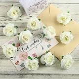 Kesote Creamy White Artificial Rose Heads 50pcs 4cm Bouquet Wedding Decor view 6