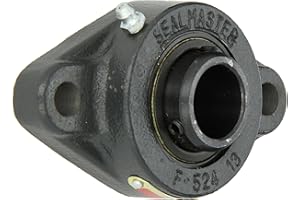 Sealmaster SFT-16 Standard Duty Flange Cartridge Unit, 2 Bolt, Regreasable, Felt Seals, Setscrew Locking Collar, Cast Iron Housing, 1" Bore, 4-7/8" Overall Length, 3-57/64" Bolt Hole Spacing Width, 17/32" Flange Height, ±2 Degrees Misalignment Angle