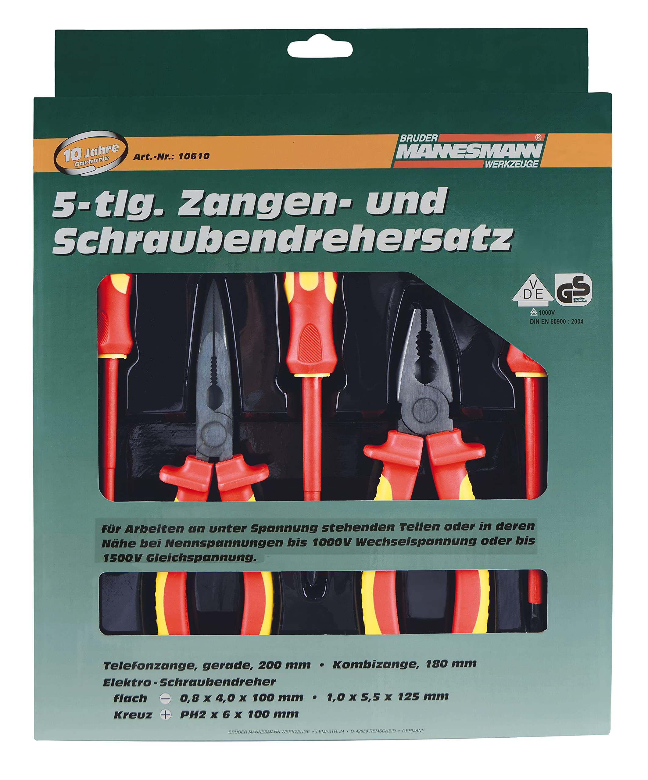 Mannesmann M10610 Pliers and Screwdriver Set 5-Piece