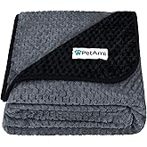 PetAmi Waterproof Dog Blanket, Leakproof XL Pet Blanket for Large Dogs, Furniture Sofa Couch Cover Protector, Fleece Cat Throw Bed Crate Kennel, Reversible Washable Soft Plush, Twin 60x80 Black Gray